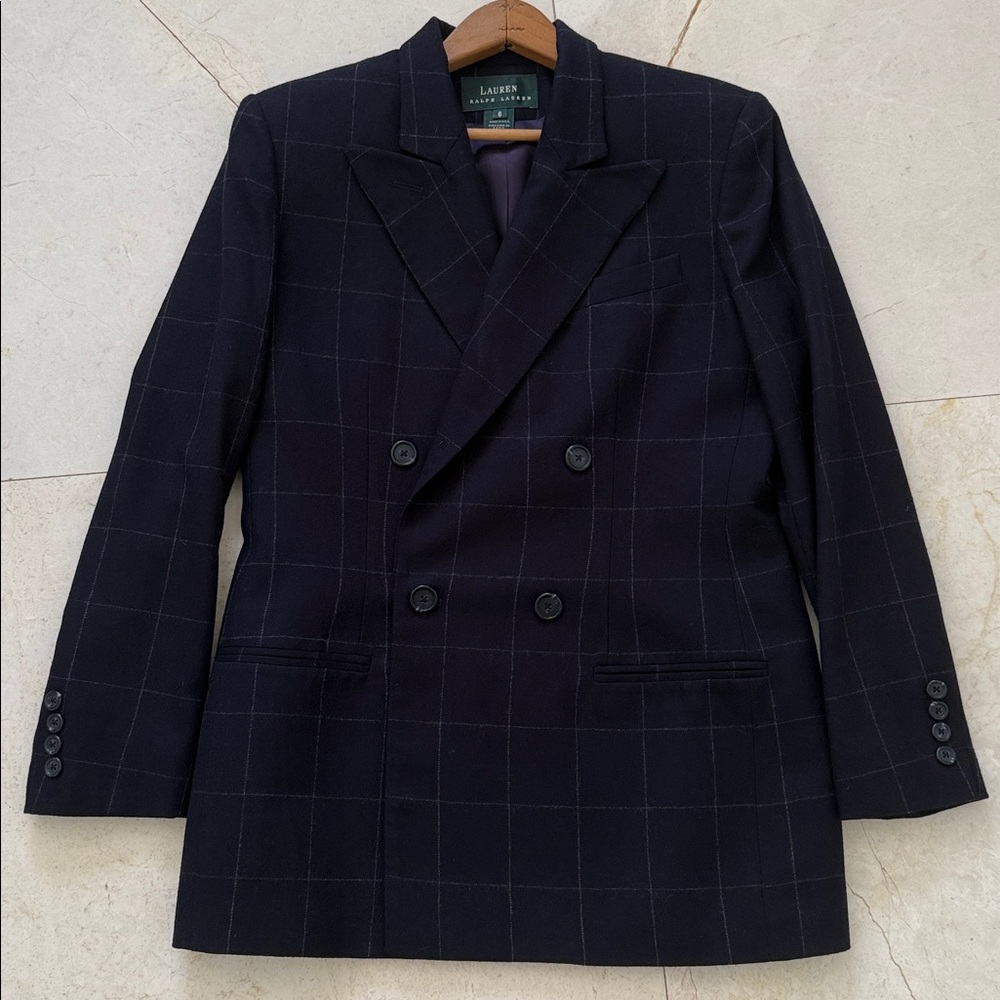 Lauren Ralph Lauren Navy Checkered Blazer